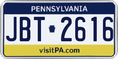 PA license plate JBT2616