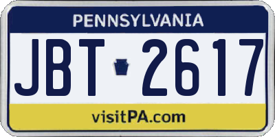 PA license plate JBT2617
