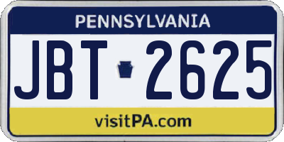 PA license plate JBT2625