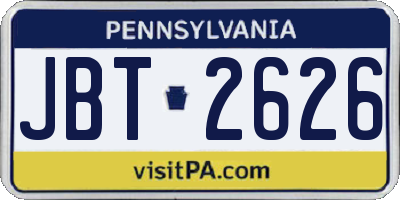 PA license plate JBT2626