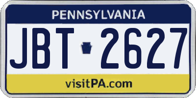 PA license plate JBT2627