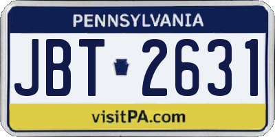 PA license plate JBT2631
