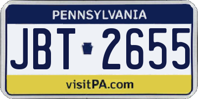 PA license plate JBT2655