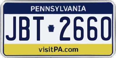 PA license plate JBT2660