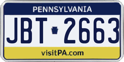 PA license plate JBT2663