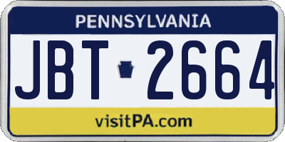 PA license plate JBT2664