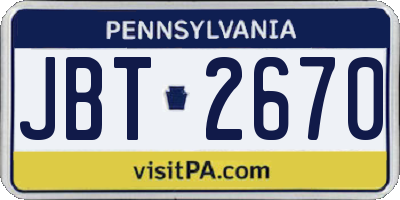 PA license plate JBT2670