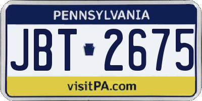 PA license plate JBT2675