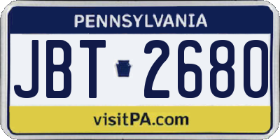 PA license plate JBT2680