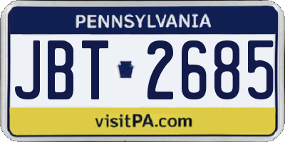 PA license plate JBT2685