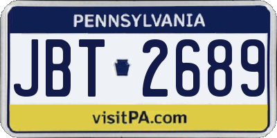 PA license plate JBT2689