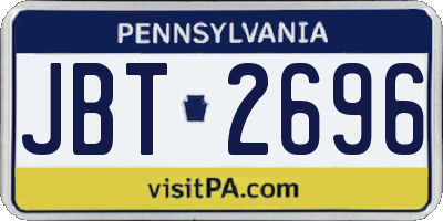 PA license plate JBT2696