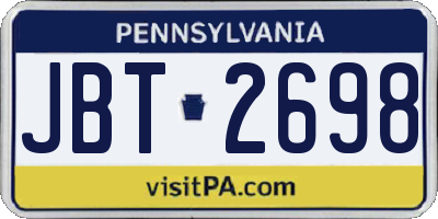 PA license plate JBT2698