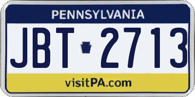 PA license plate JBT2713
