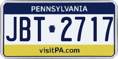 PA license plate JBT2717