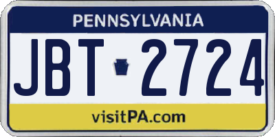 PA license plate JBT2724