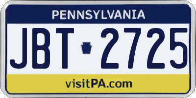 PA license plate JBT2725