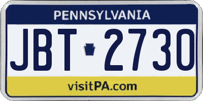 PA license plate JBT2730