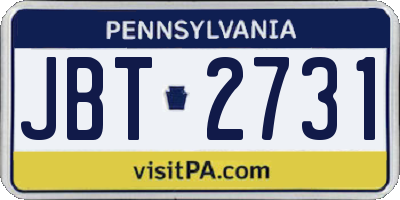 PA license plate JBT2731