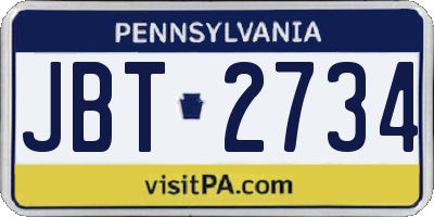 PA license plate JBT2734