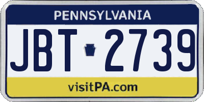 PA license plate JBT2739