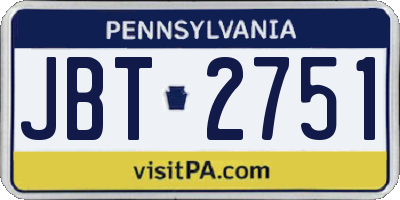 PA license plate JBT2751