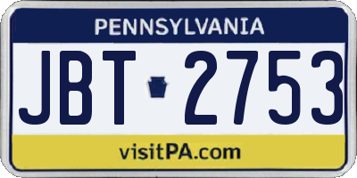 PA license plate JBT2753