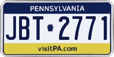 PA license plate JBT2771