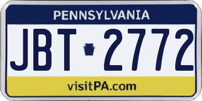 PA license plate JBT2772