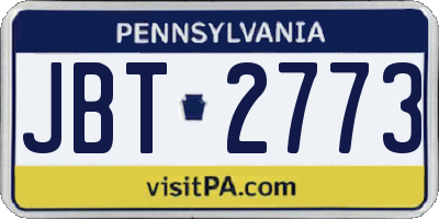 PA license plate JBT2773