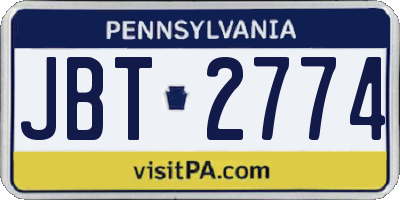 PA license plate JBT2774