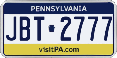 PA license plate JBT2777