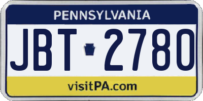 PA license plate JBT2780