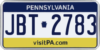 PA license plate JBT2783