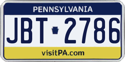 PA license plate JBT2786