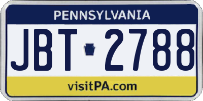 PA license plate JBT2788