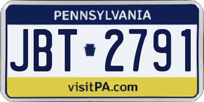 PA license plate JBT2791
