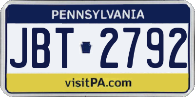PA license plate JBT2792