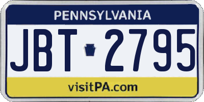 PA license plate JBT2795
