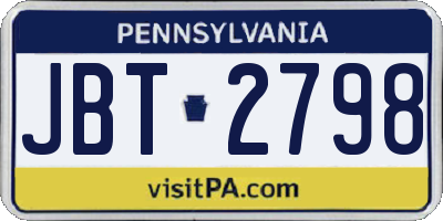 PA license plate JBT2798