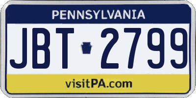 PA license plate JBT2799