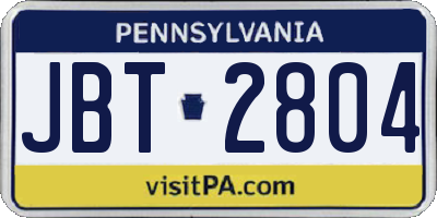 PA license plate JBT2804