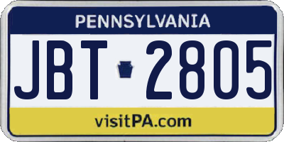 PA license plate JBT2805