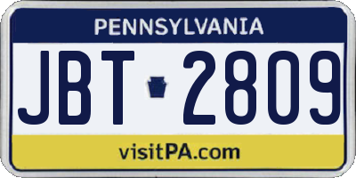 PA license plate JBT2809