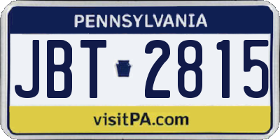 PA license plate JBT2815