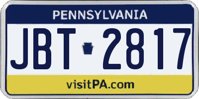 PA license plate JBT2817