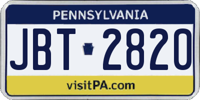 PA license plate JBT2820