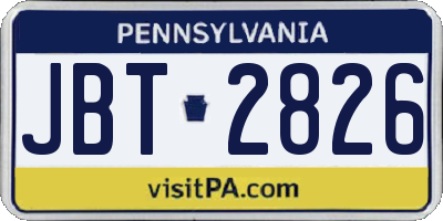 PA license plate JBT2826