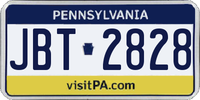 PA license plate JBT2828