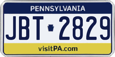 PA license plate JBT2829